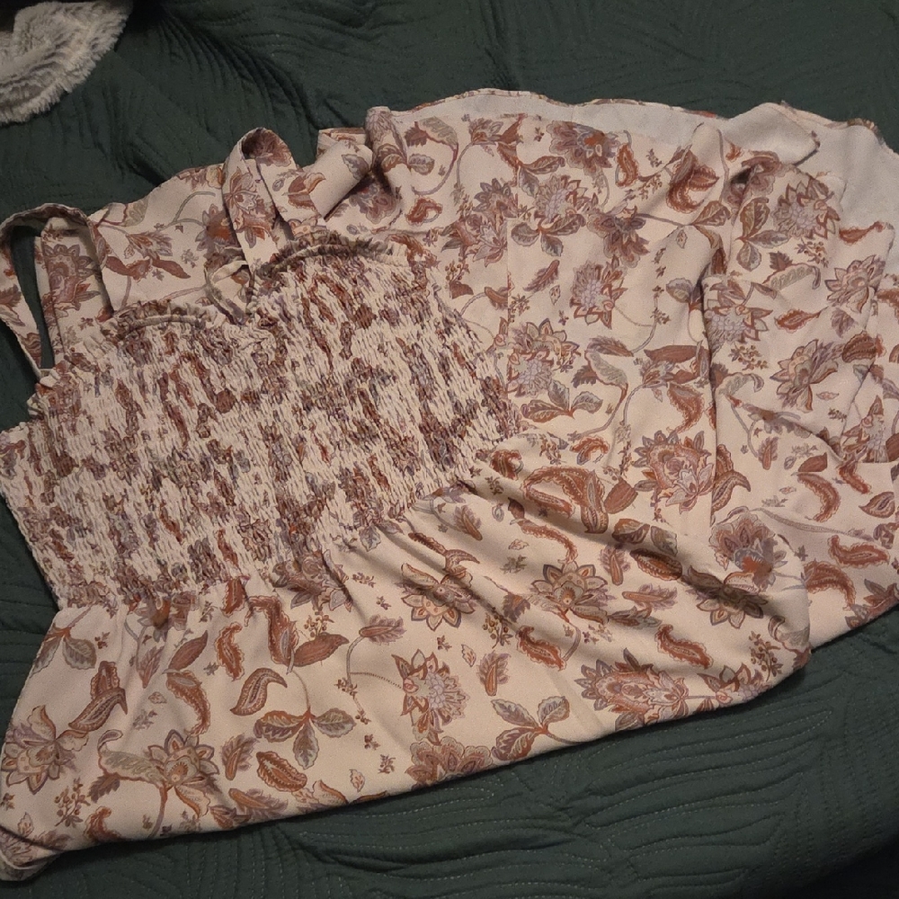 Grace Karin Floral Maxi Dress - Cream and Brown